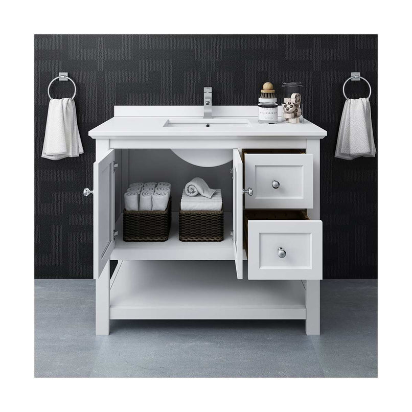 Manchester 42" Free Standing Single Basin Vanity Set with Cabinet and Quartz Vanity Top - image 2