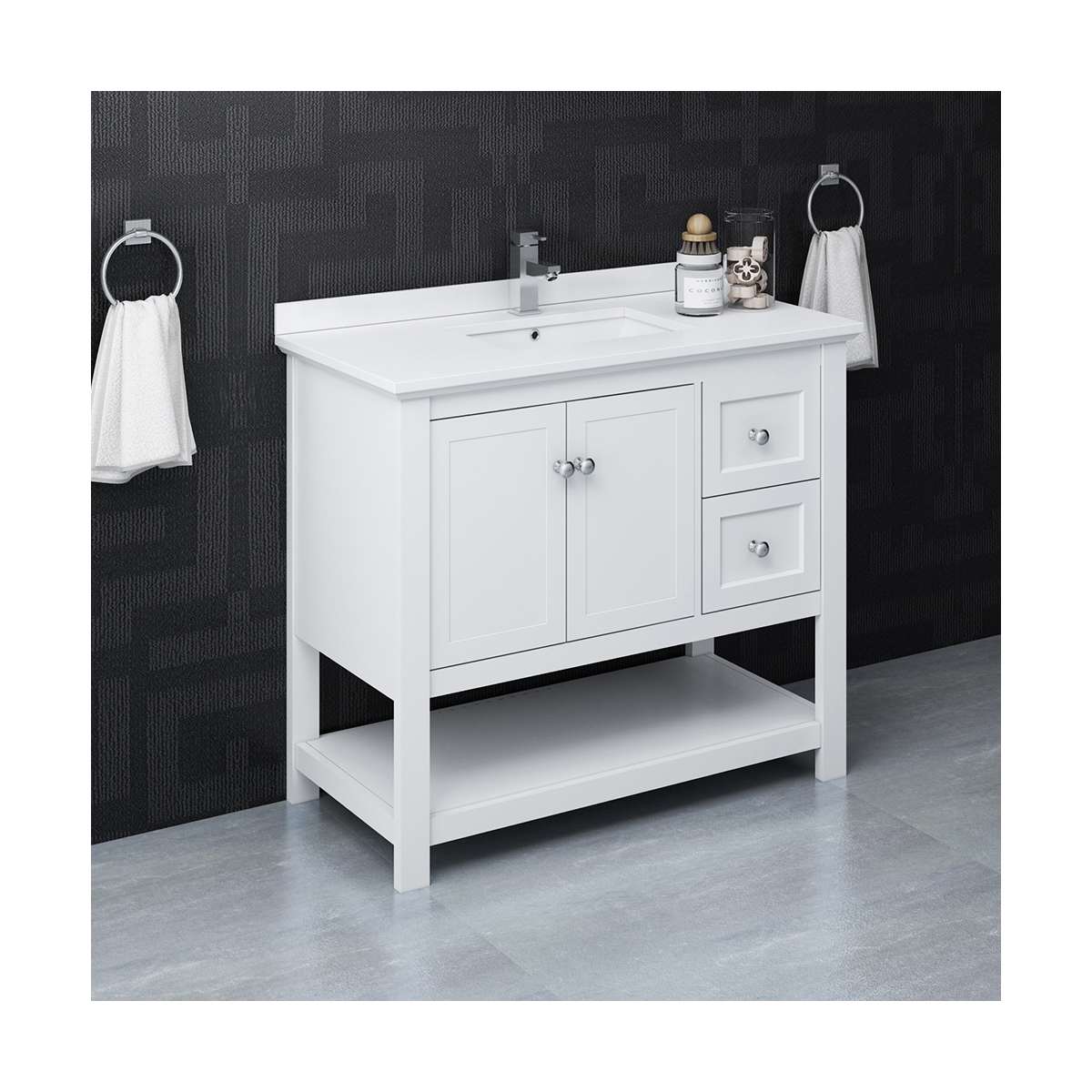 Manchester 42" Free Standing Single Basin Vanity Set with Cabinet and Quartz Vanity Top