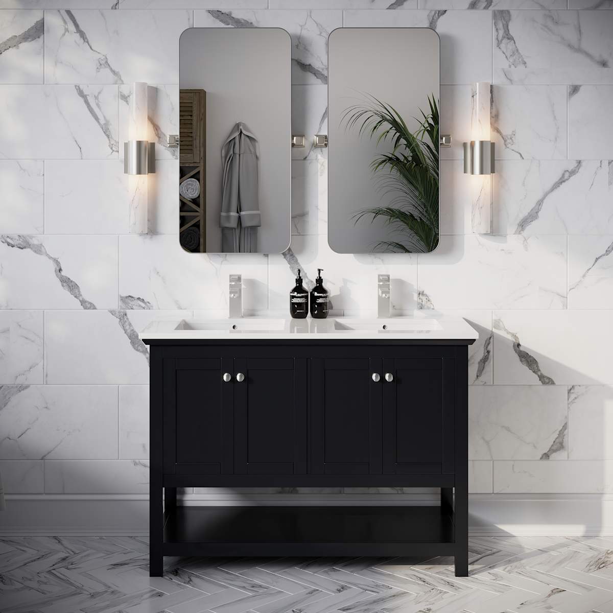 Manchester 48" Double Free Standing Vanity Cabinet - Less Vanity Top
