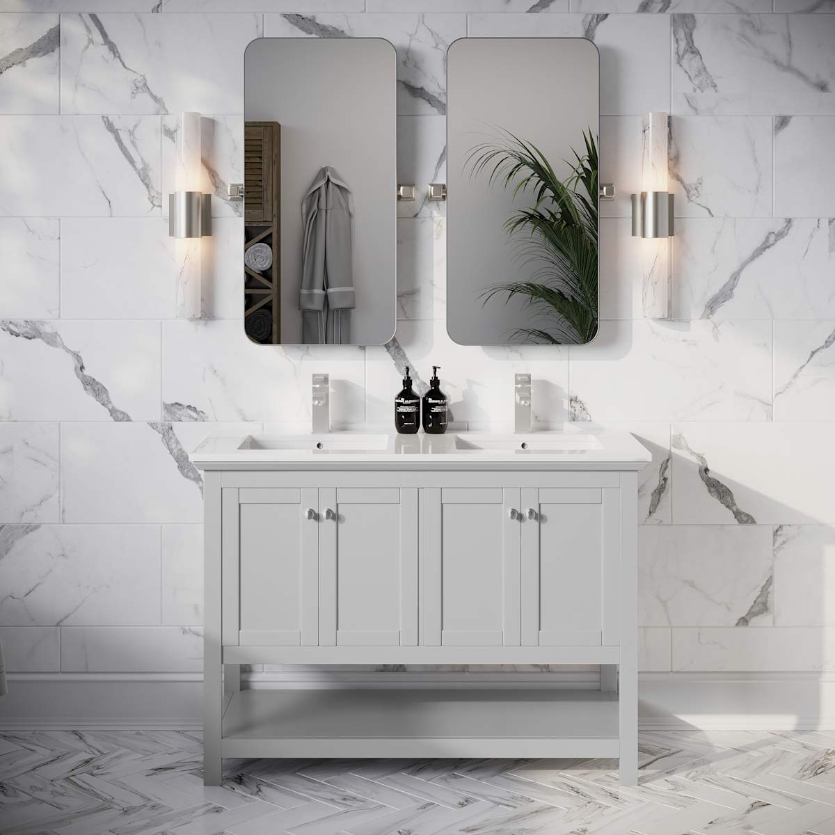 Manchester 48" Double Free Standing Vanity Cabinet - Less Vanity Top - image 15