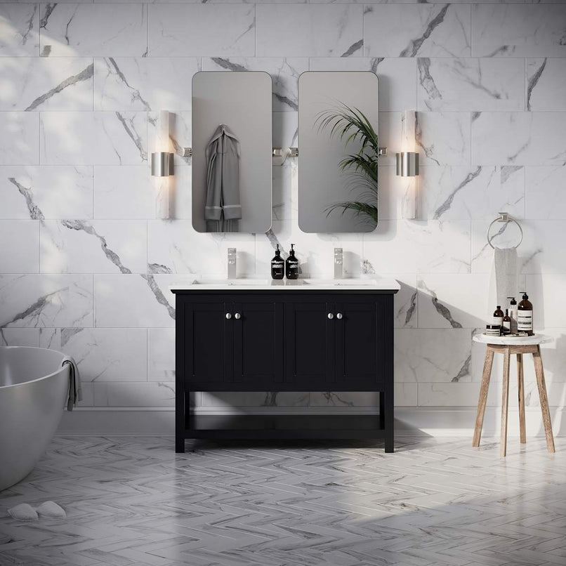 Manchester 48" Free Standing Double Basin Vanity Set with Cabinet and Quartz Vanity Top - image 3