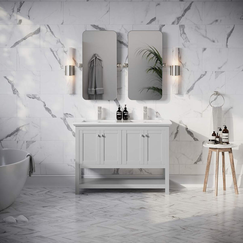 Manchester 48" Free Standing Double Basin Vanity Set with Cabinet and Quartz Vanity Top - image 13