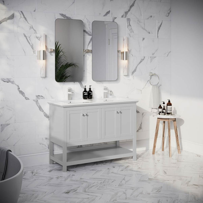 Manchester 48" Free Standing Double Basin Vanity Set with Cabinet and Quartz Vanity Top - image 14