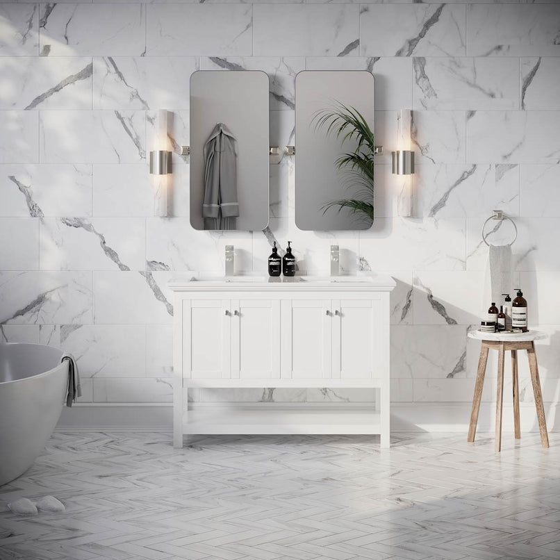 Manchester 48" Free Standing Double Basin Vanity Set with Cabinet and Quartz Vanity Top - image 19