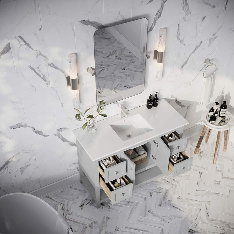 Manchester 48" Free Standing Single Basin Vanity Set with Cabinet and Quartz Vanity Top - image 14