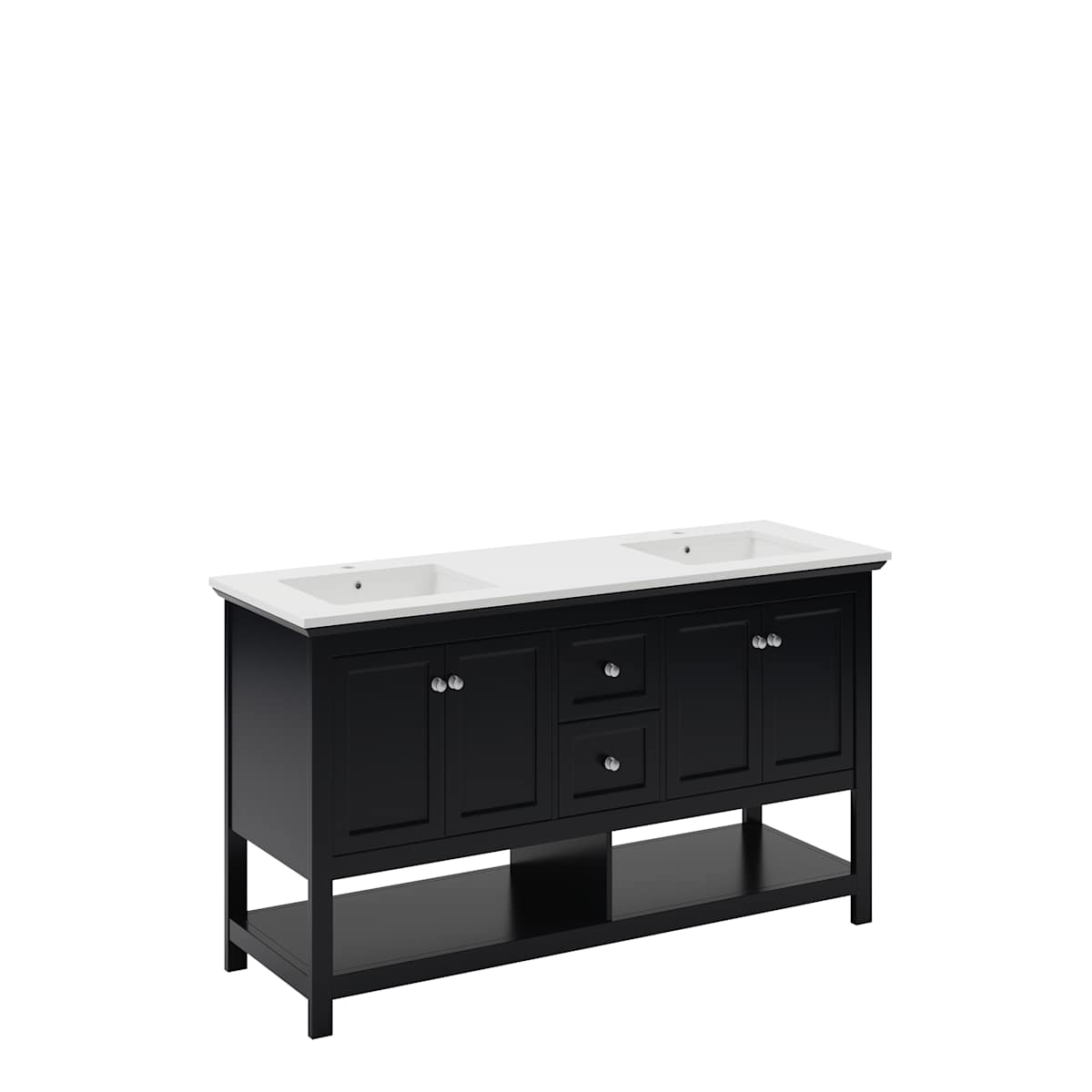 Manchester 60" Free Standing Double Basin Vanity Set with Cabinet and Quartz Vanity Top