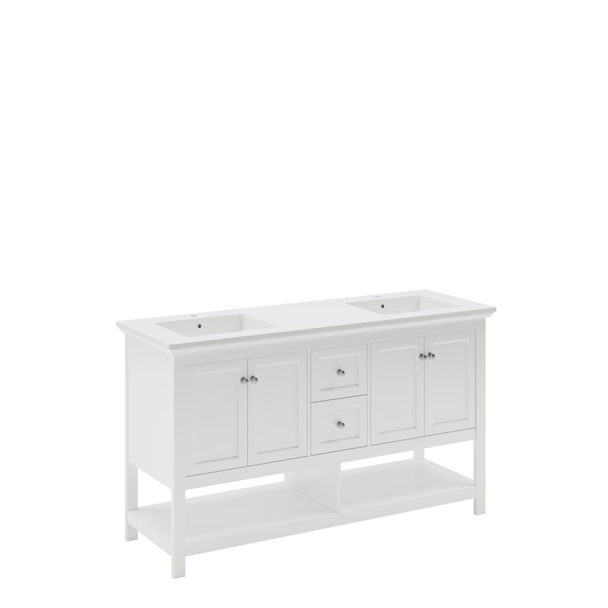 Manchester 60" Free Standing Double Basin Vanity Set with Cabinet and Quartz Vanity Top