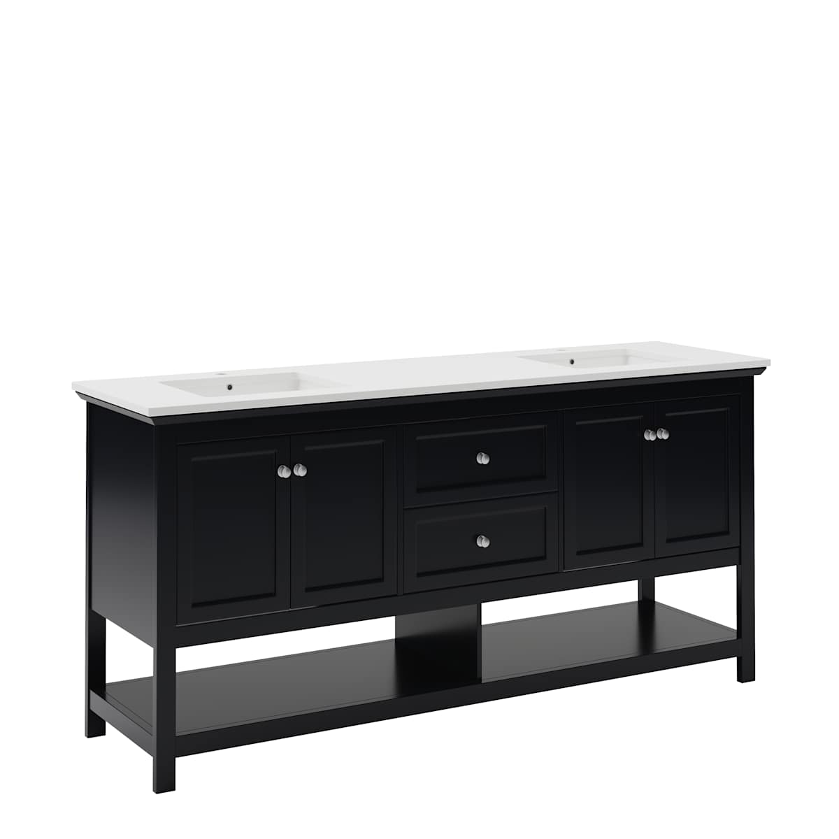 Manchester 72" Free Standing Double Basin Vanity Set with Cabinet and Quartz Vanity Top