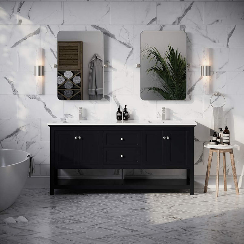 Manchester 72" Free Standing Double Basin Vanity Set with Cabinet and Quartz Vanity Top - image 3