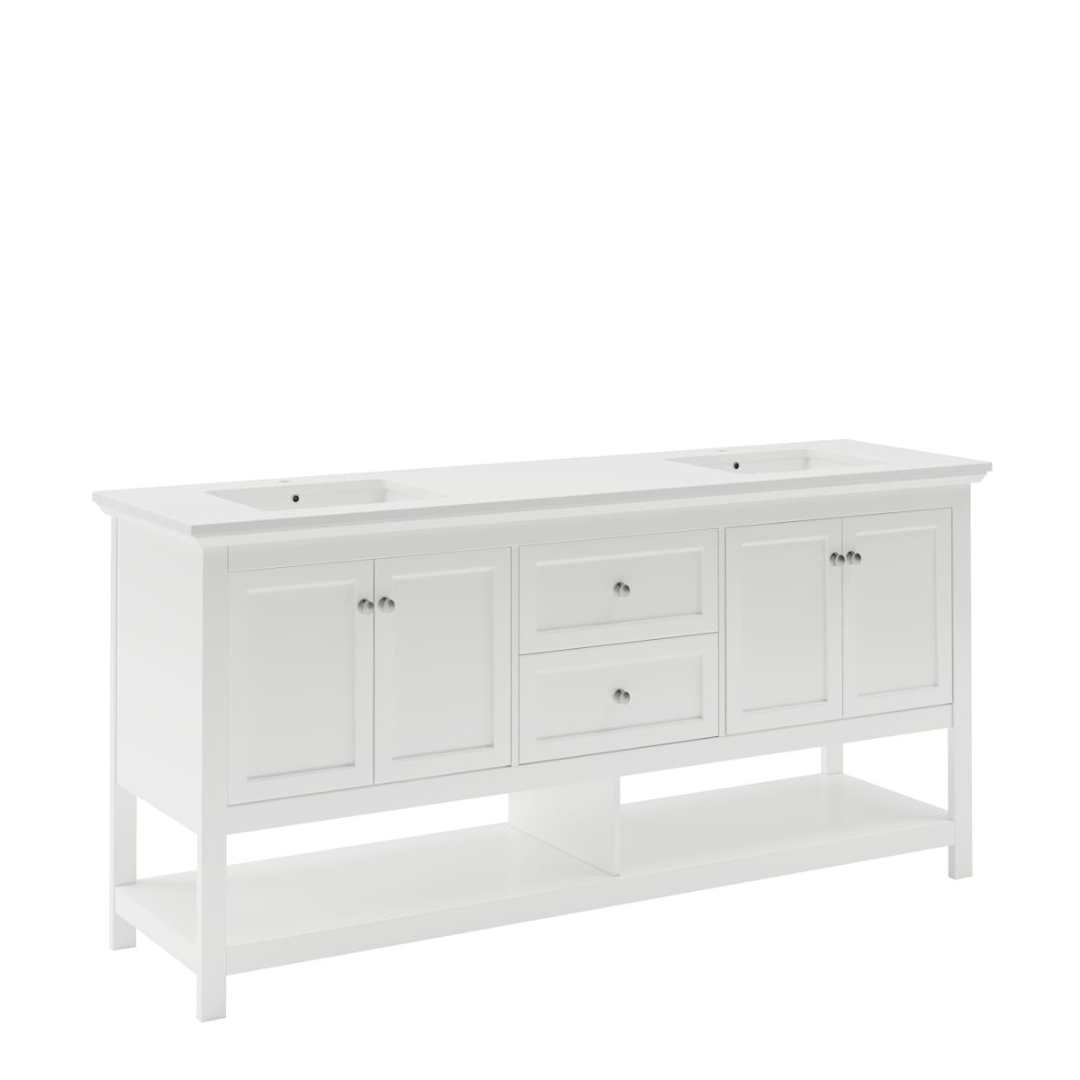 Manchester 72" Free Standing Double Basin Vanity Set with Cabinet and Quartz Vanity Top
