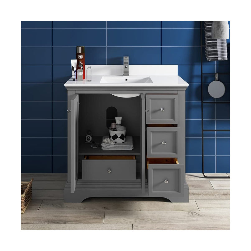 Windsor 36" Free Standing Single Basin Vanity Set with Cabinet and Quartz Vanity Top - image 5