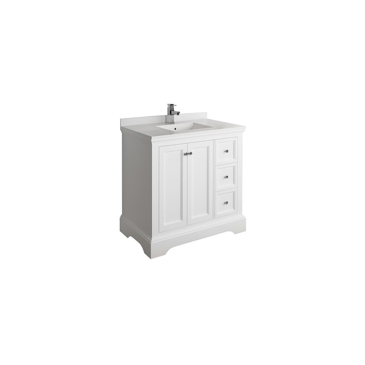 Windsor 36" Free Standing Single Basin Vanity Set with Cabinet and Quartz Vanity Top