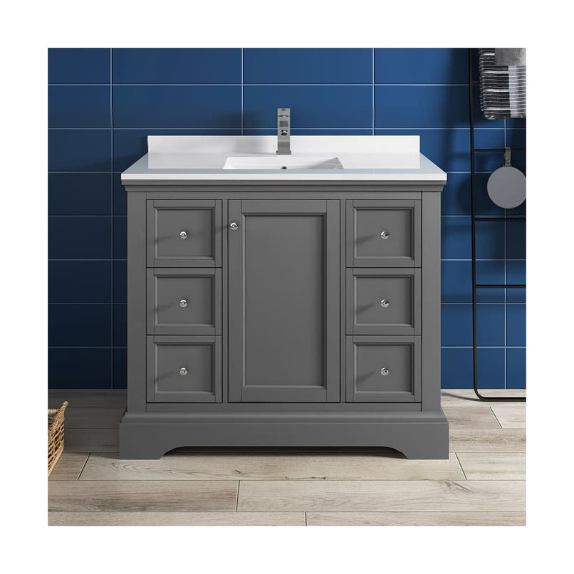 Windsor 40" Free Standing Single Basin Vanity Set with Cabinet and Quartz Vanity Top - image 4