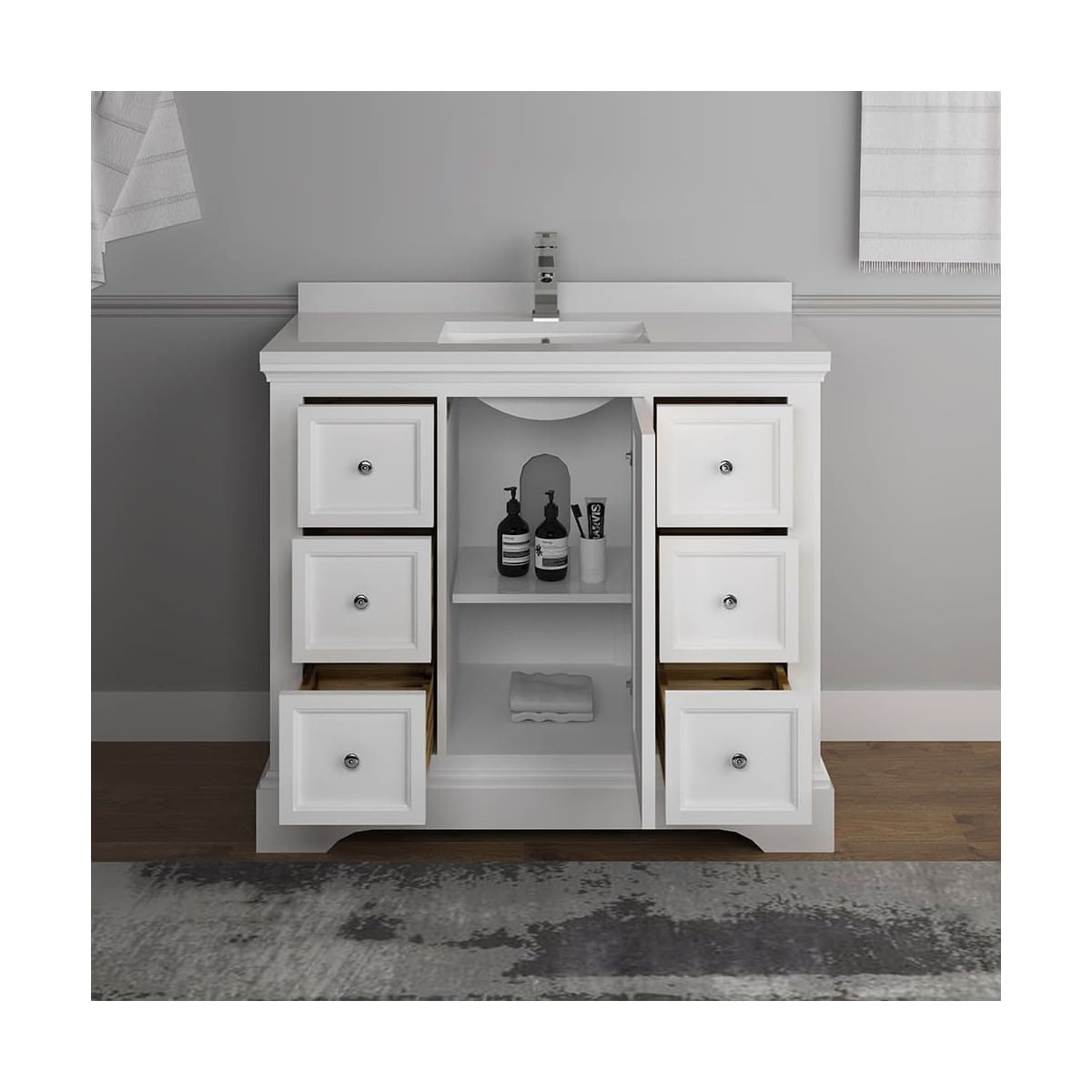 Windsor 40" Free Standing Single Basin Vanity Set with Cabinet and Quartz Vanity Top
