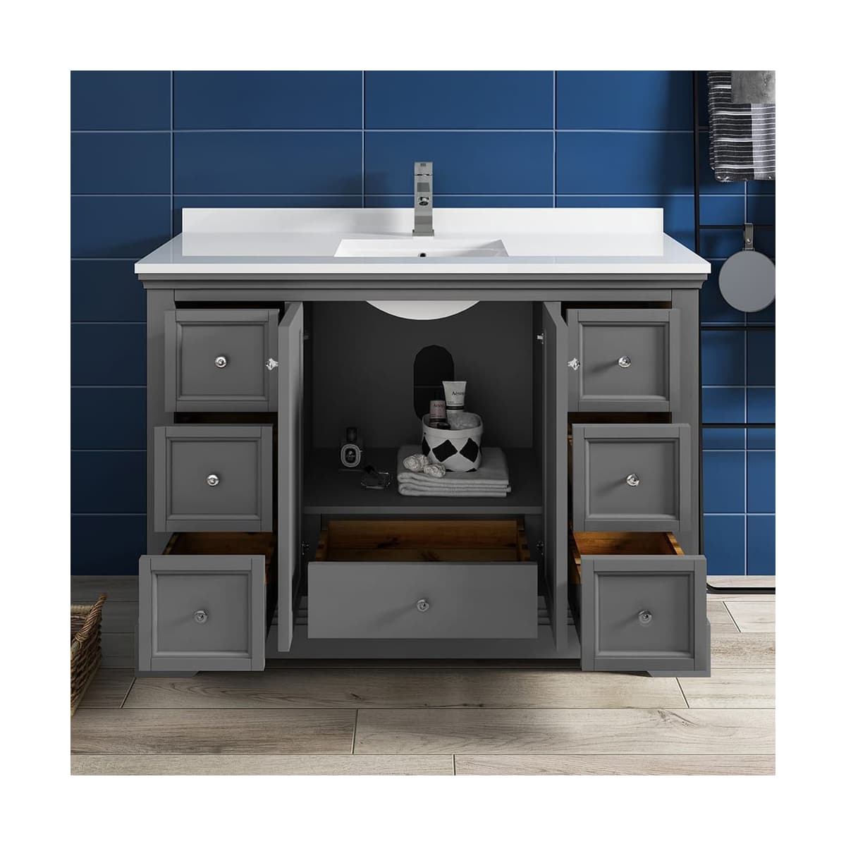 Windsor 48" Free Standing Single Basin Vanity Set with Cabinet and Quartz Vanity Top