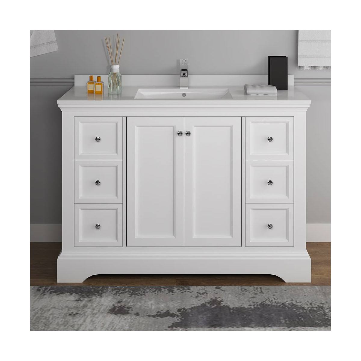 Windsor 48" Free Standing Single Basin Vanity Set with Cabinet and Quartz Vanity Top
