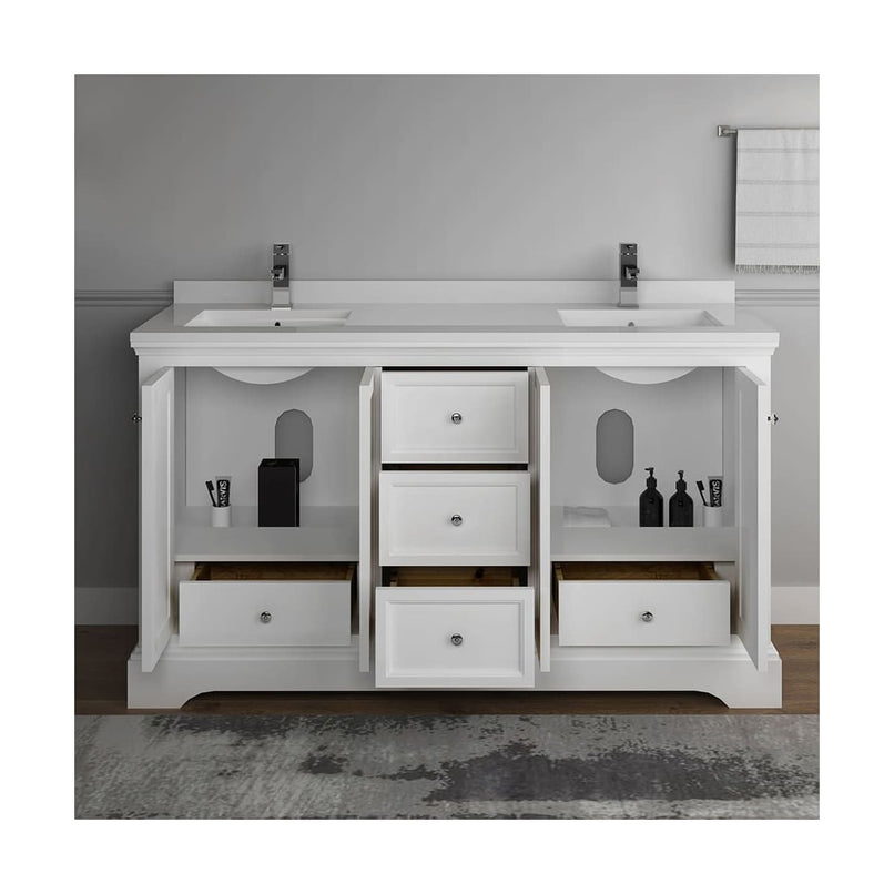 Windsor 60" Free Standing Double Basin Vanity Set with Cabinet and Quartz Vanity Top - image 7