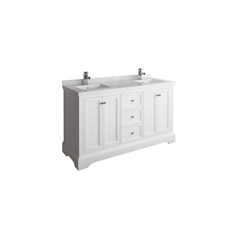 Windsor 60" Free Standing Double Basin Vanity Set with Cabinet and Quartz Vanity Top - image 1