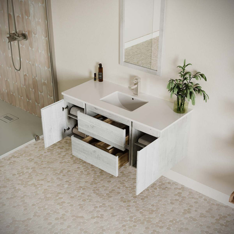 Formosa 48" Wall Mounted Single Basin Vanity Set with Cabinet and Quartz Vanity Top - image 17