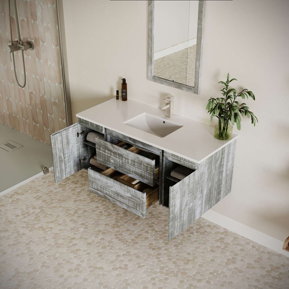 Formosa 48" Wall Mounted Single Basin Vanity Set with Cabinet and Quartz Vanity Top - image 24