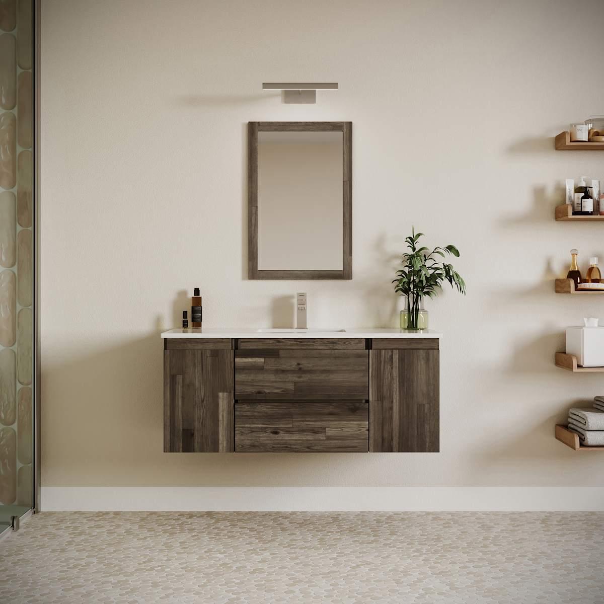 Formosa 48" Wall Mounted Single Basin Vanity Set with Cabinet and Quartz Vanity Top