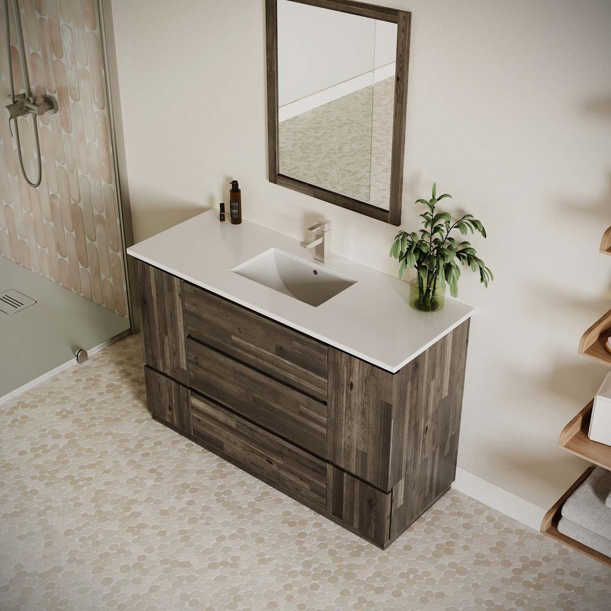 Formosa 54" Free Standing Single Basin Vanity Set with Cabinet and Quartz Vanity Top