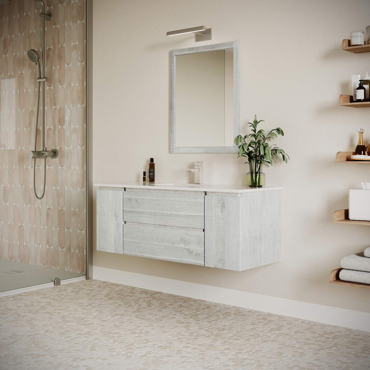 Formosa 54" Wall Mounted Single Basin Vanity Set with Cabinet and Quartz Vanity Top - image 17