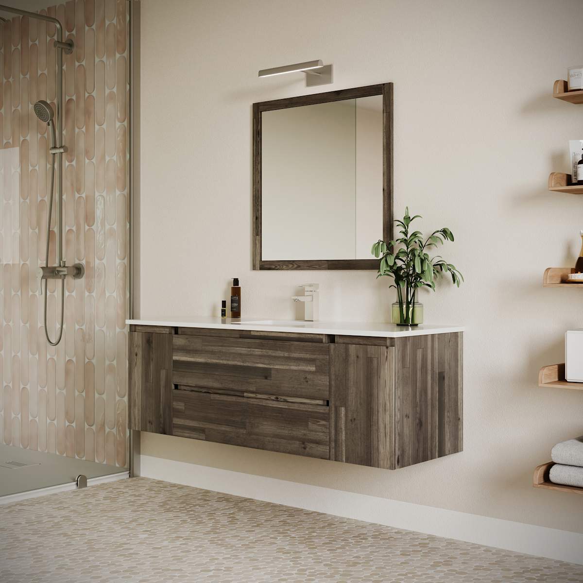 Formosa 60" Wall Mounted Single Basin Vanity Set with Cabinet and Quartz Vanity Top