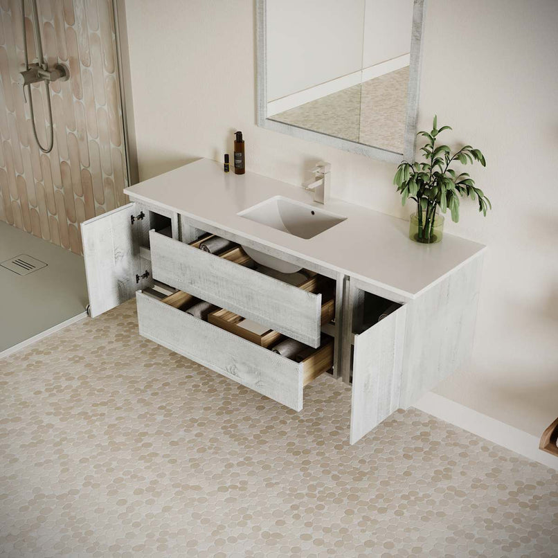 Formosa 60" Wall Mounted Single Basin Vanity Set with Cabinet and Quartz Vanity Top - image 15