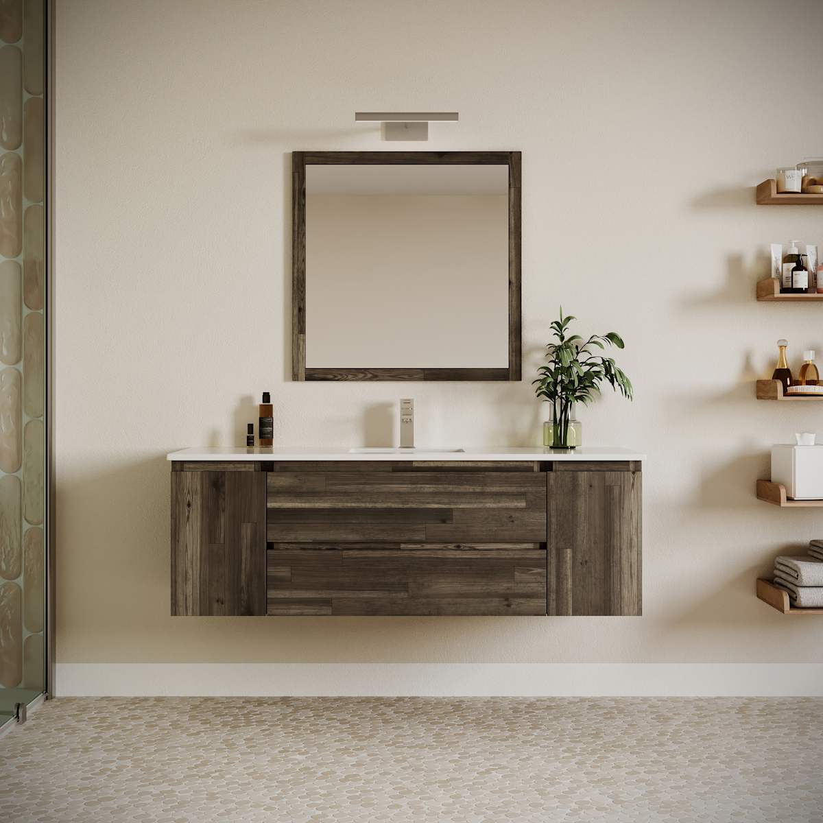 Formosa 60" Wall Mounted Single Basin Vanity Set with Cabinet and Quartz Vanity Top - image 1