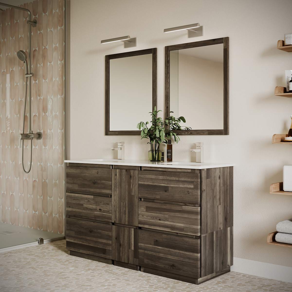 Formosa 60" Free Standing Double Basin Vanity Set with Cabinet and Quartz Vanity Top