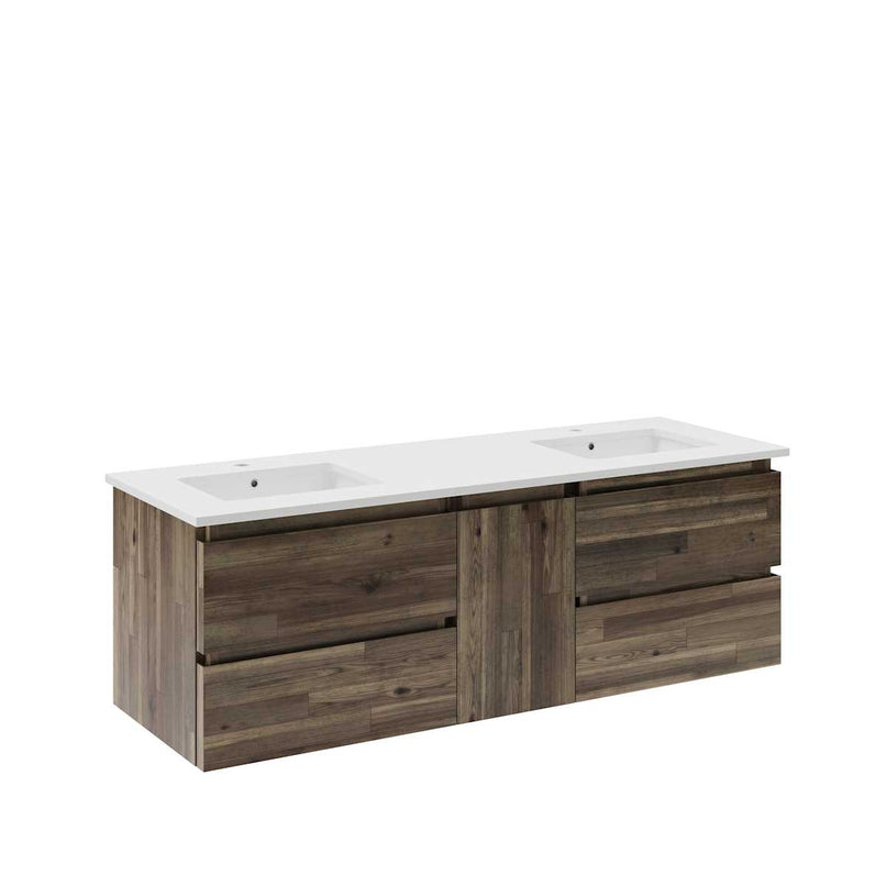 Formosa 60" Wall Mounted Double Basin Vanity Set with Cabinet and Quartz Vanity Top - image 2