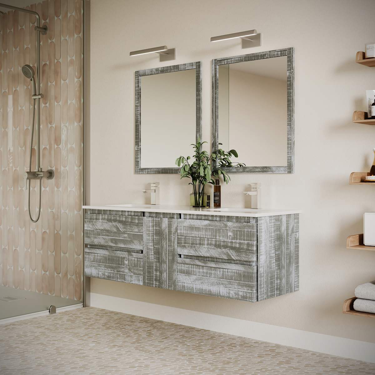 Formosa 60" Wall Mounted Double Basin Vanity Set with Cabinet and Quartz Vanity Top - image 24