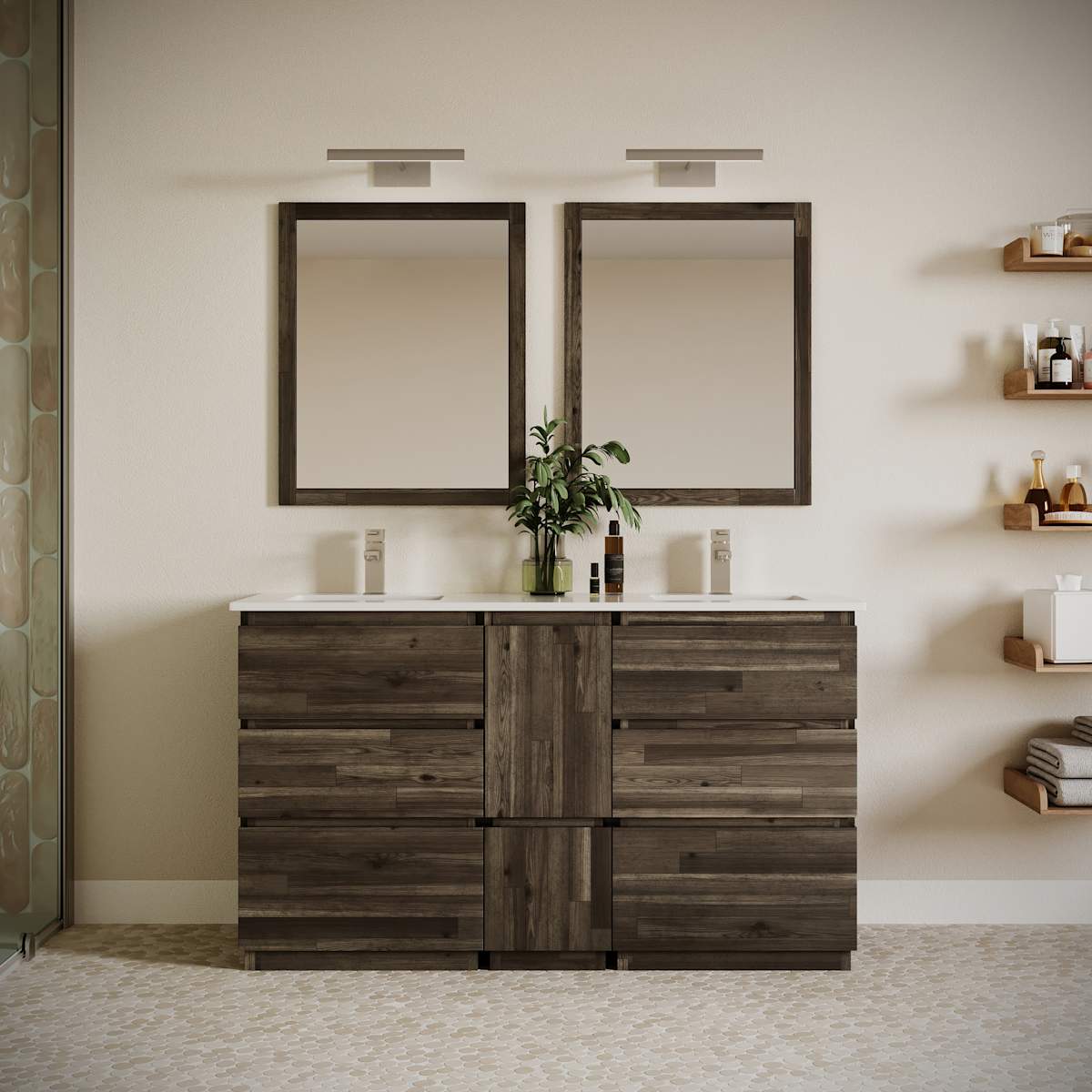 Formosa 60" Free Standing Double Basin Vanity Set with Cabinet and Quartz Vanity Top - image 1