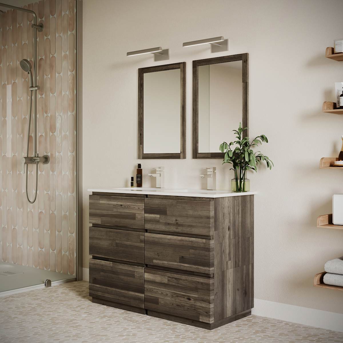 Formosa 48" Free Standing Double Basin Vanity Set with Cabinet and Quartz Vanity Top