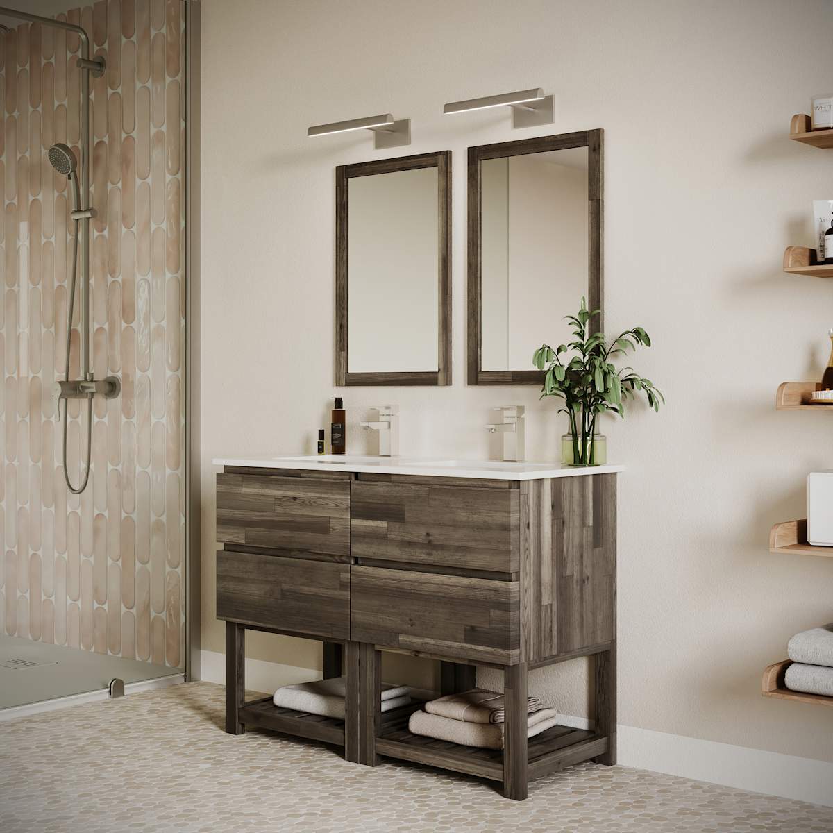 Formosa 48" Free Standing Double Basin Vanity Set with Cabinet and Quartz Vanity Top
