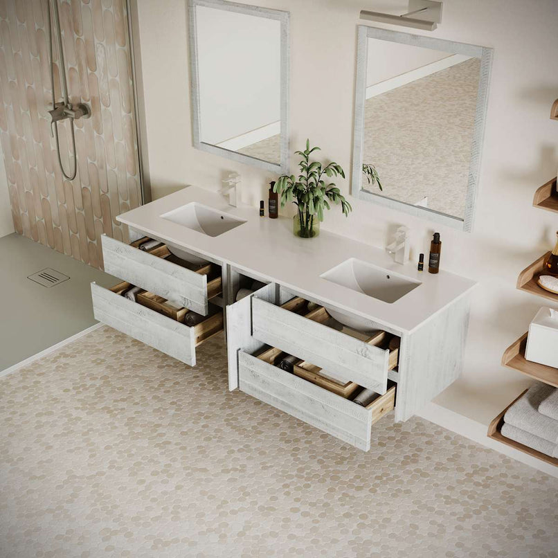 Formosa 72" Wall Mounted Double Basin Vanity Set with Cabinet and Quartz Vanity Top - image 15