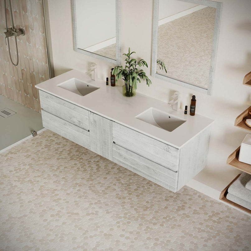 Formosa 72" Wall Mounted Double Basin Vanity Set with Cabinet and Quartz Vanity Top - image 16