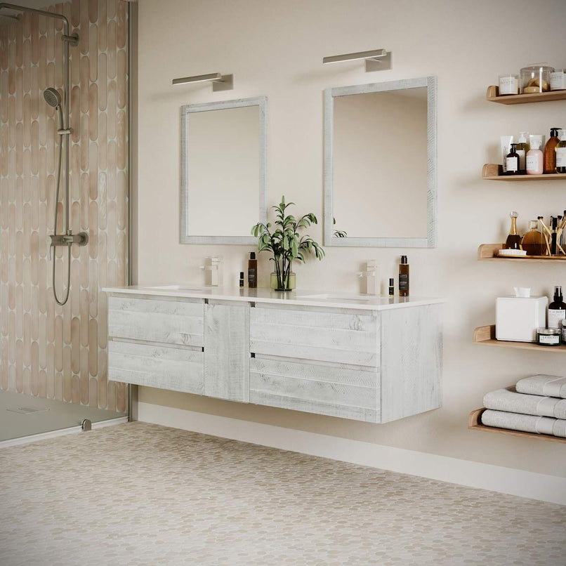 Formosa 72" Wall Mounted Double Basin Vanity Set with Cabinet and Quartz Vanity Top - image 17