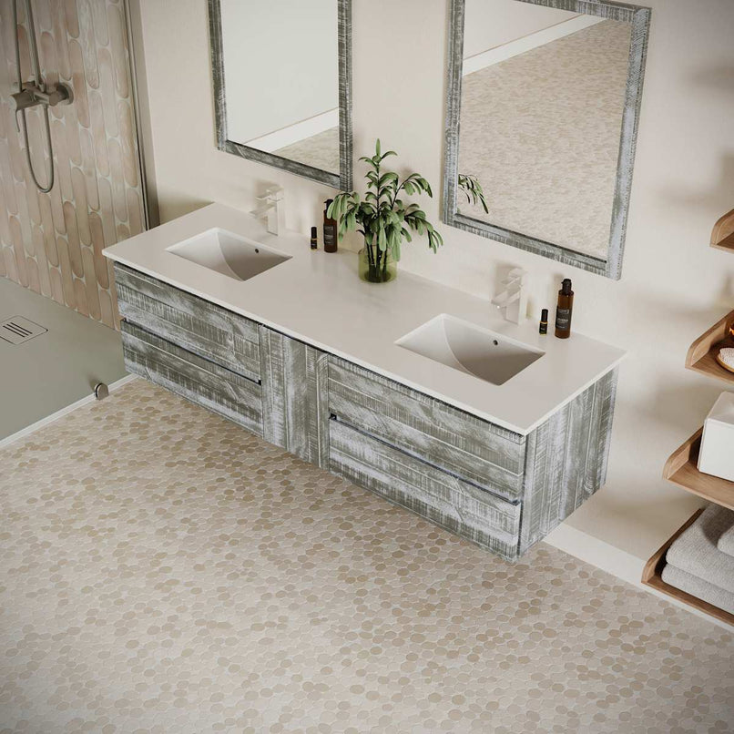 Formosa 72" Wall Mounted Double Basin Vanity Set with Cabinet and Quartz Vanity Top - image 24