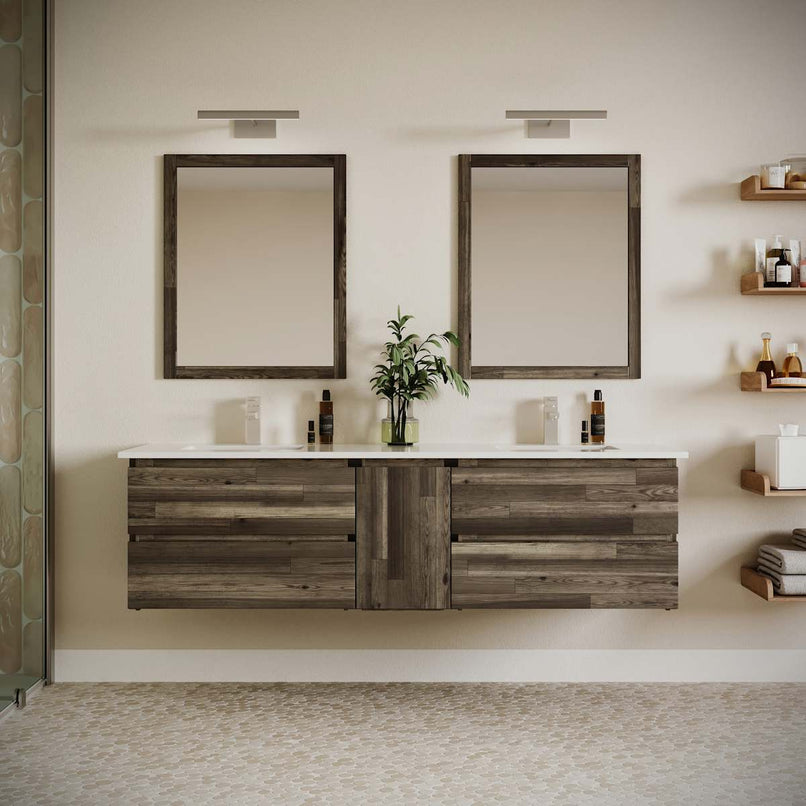 Formosa 72" Wall Mounted Double Basin Vanity Set with Cabinet and Quartz Vanity Top - image 1