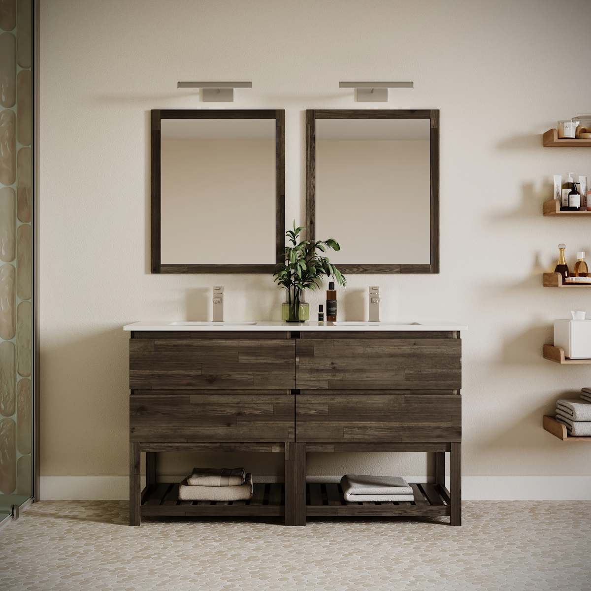 Formosa 58" Double Free Standing Vanity Cabinet - Less Vanity Top