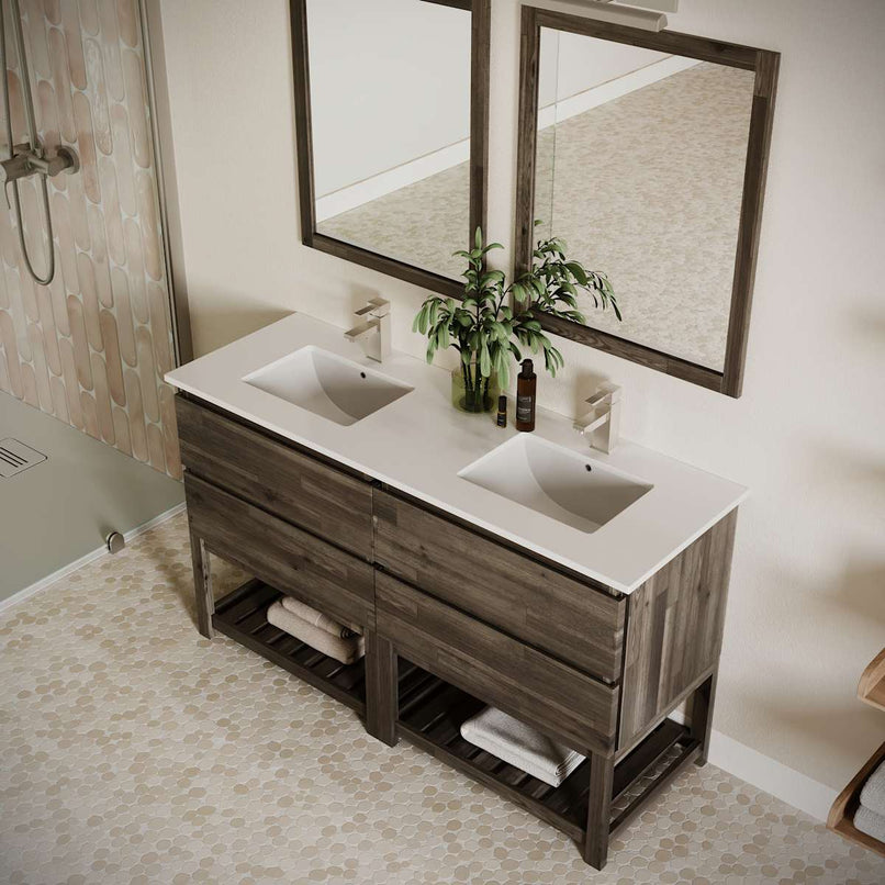 Formosa 60" Free Standing Double Basin Vanity Set with Cabinet and Quartz Vanity Top - image 4