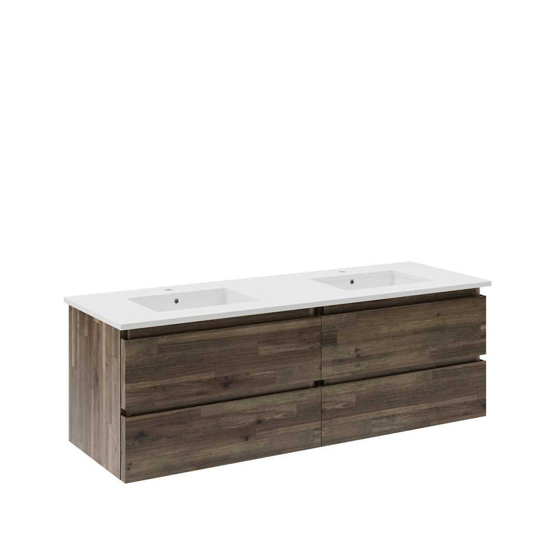 Formosa 60" Wall Mounted Double Basin Vanity Set with Cabinet and Quartz Vanity Top - image 2