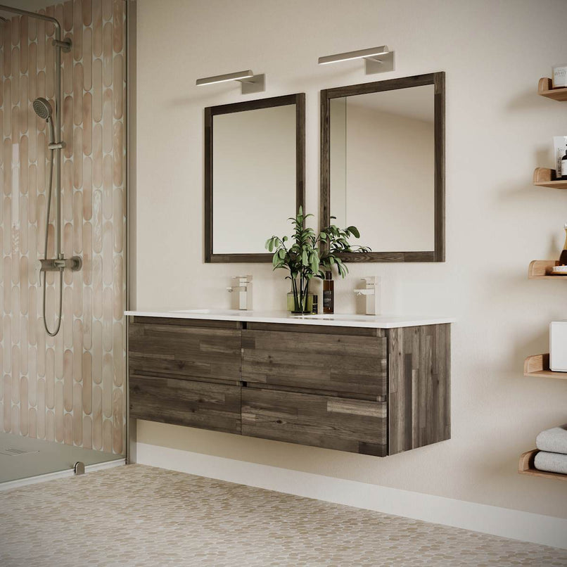 Formosa 60" Wall Mounted Double Basin Vanity Set with Cabinet and Quartz Vanity Top - image 5