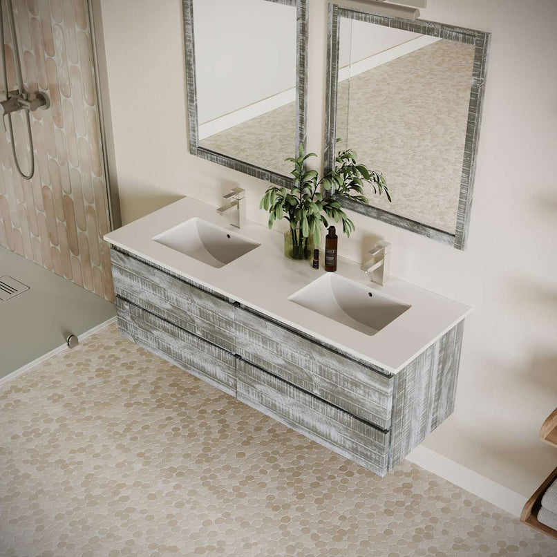 Formosa 60" Wall Mounted Double Basin Vanity Set with Cabinet and Quartz Vanity Top - image 23