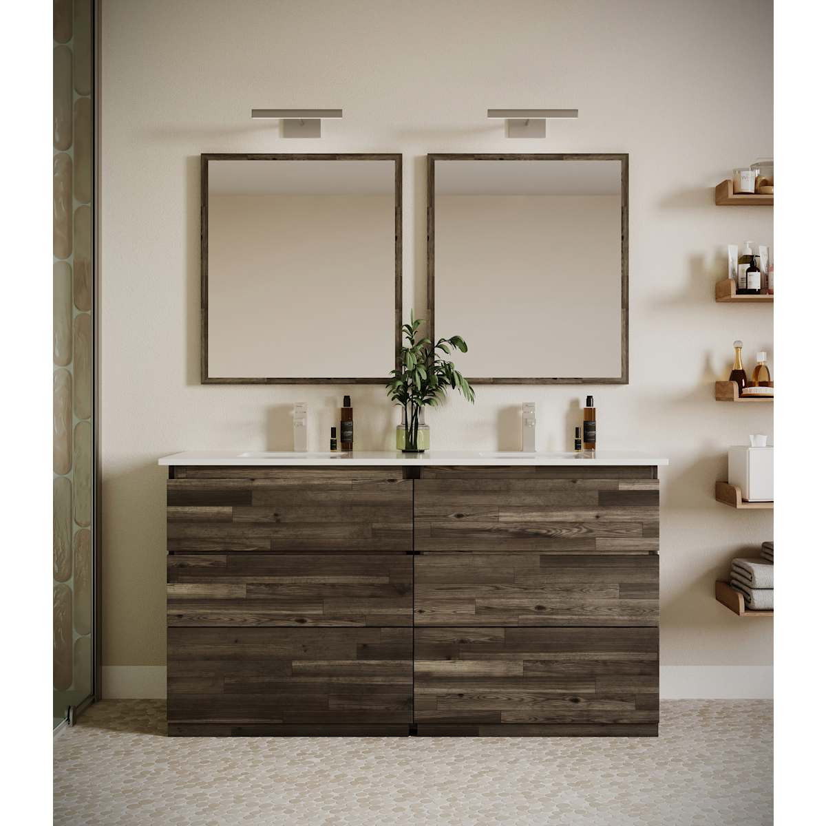 Formosa 60" Free Standing Double Basin Vanity Set with Cabinet and Quartz Vanity Top