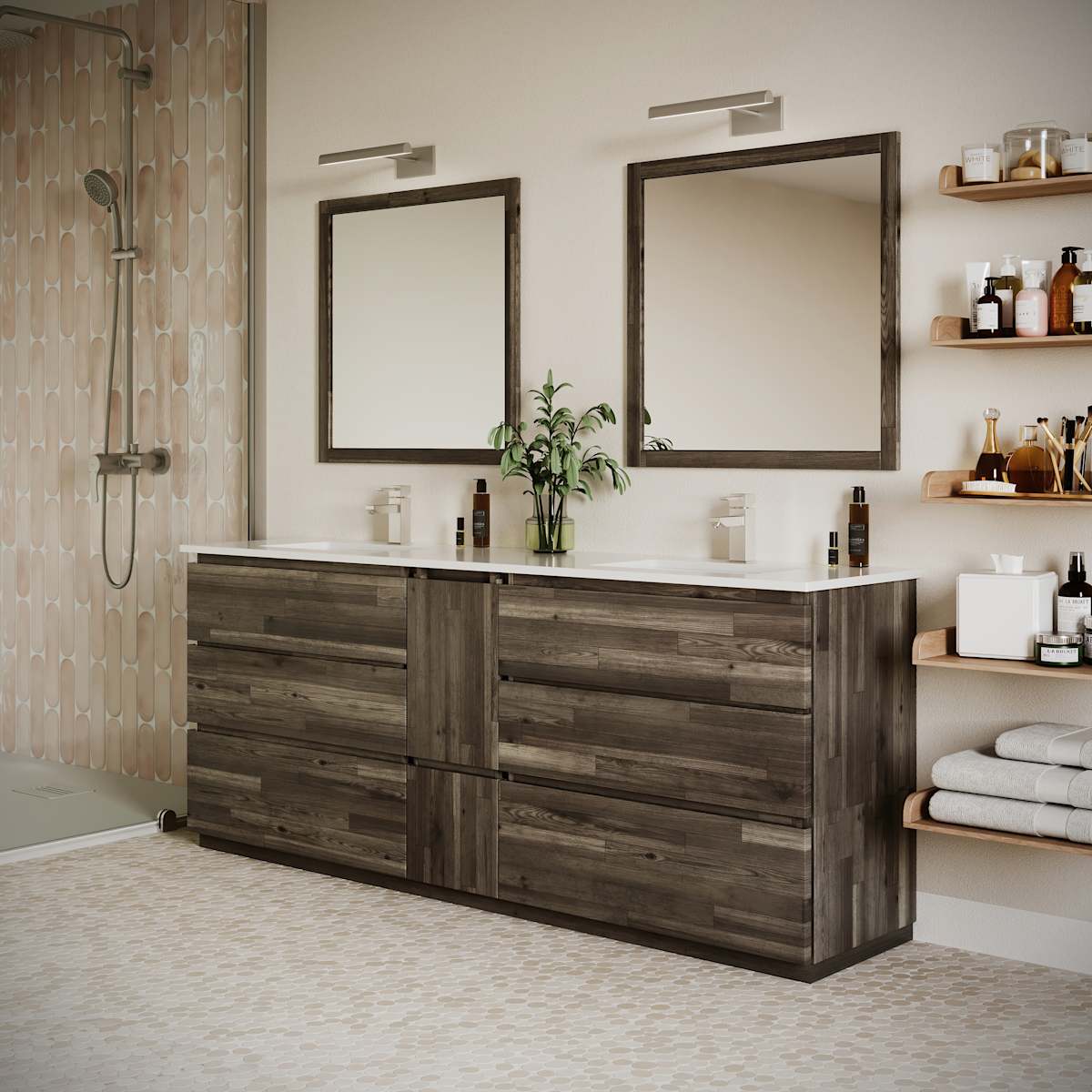 Formosa 84" Free Standing Double Basin Vanity Set with Cabinet and Quartz Vanity Top