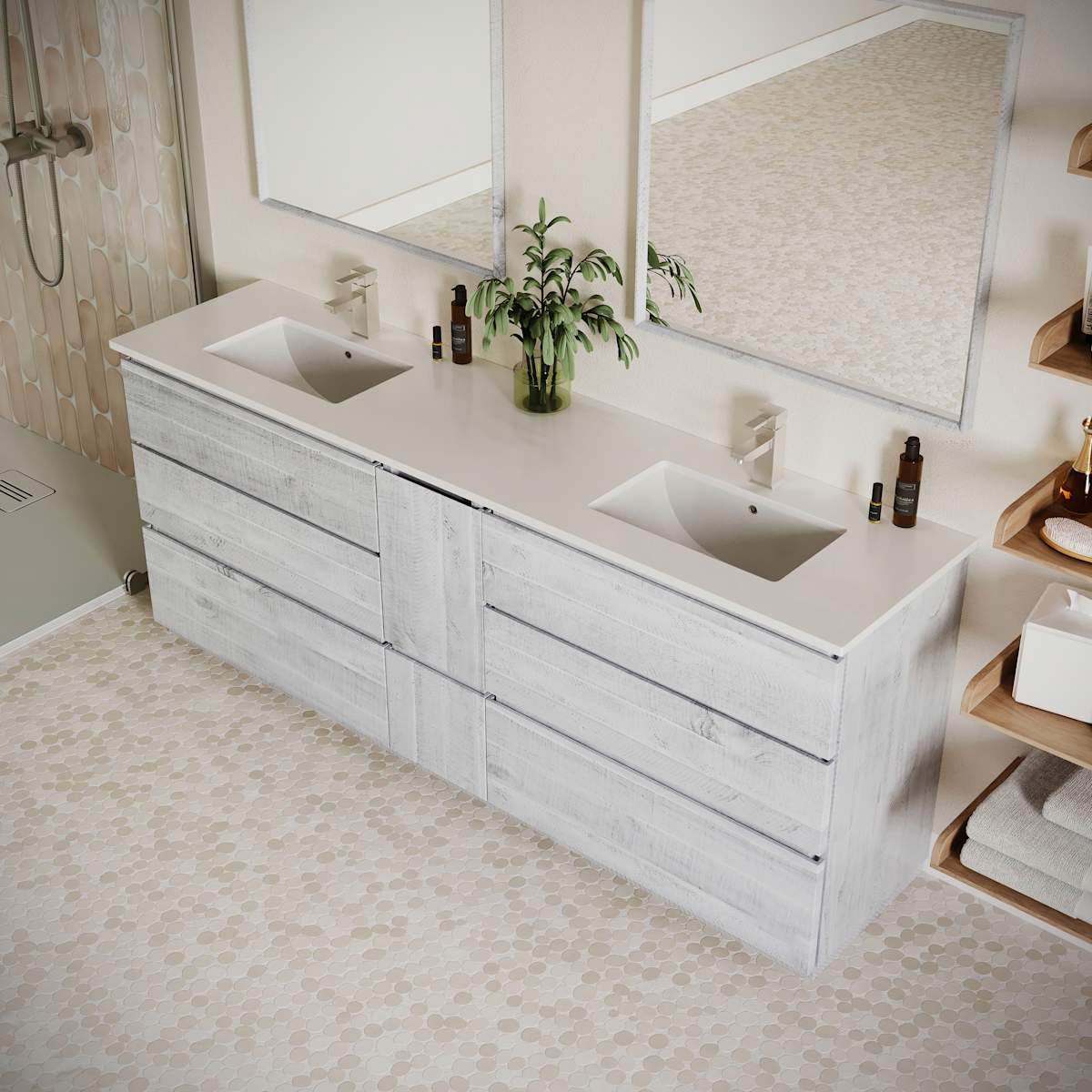Formosa 84" Free Standing Double Basin Vanity Set with Cabinet and Quartz Vanity Top - image 16