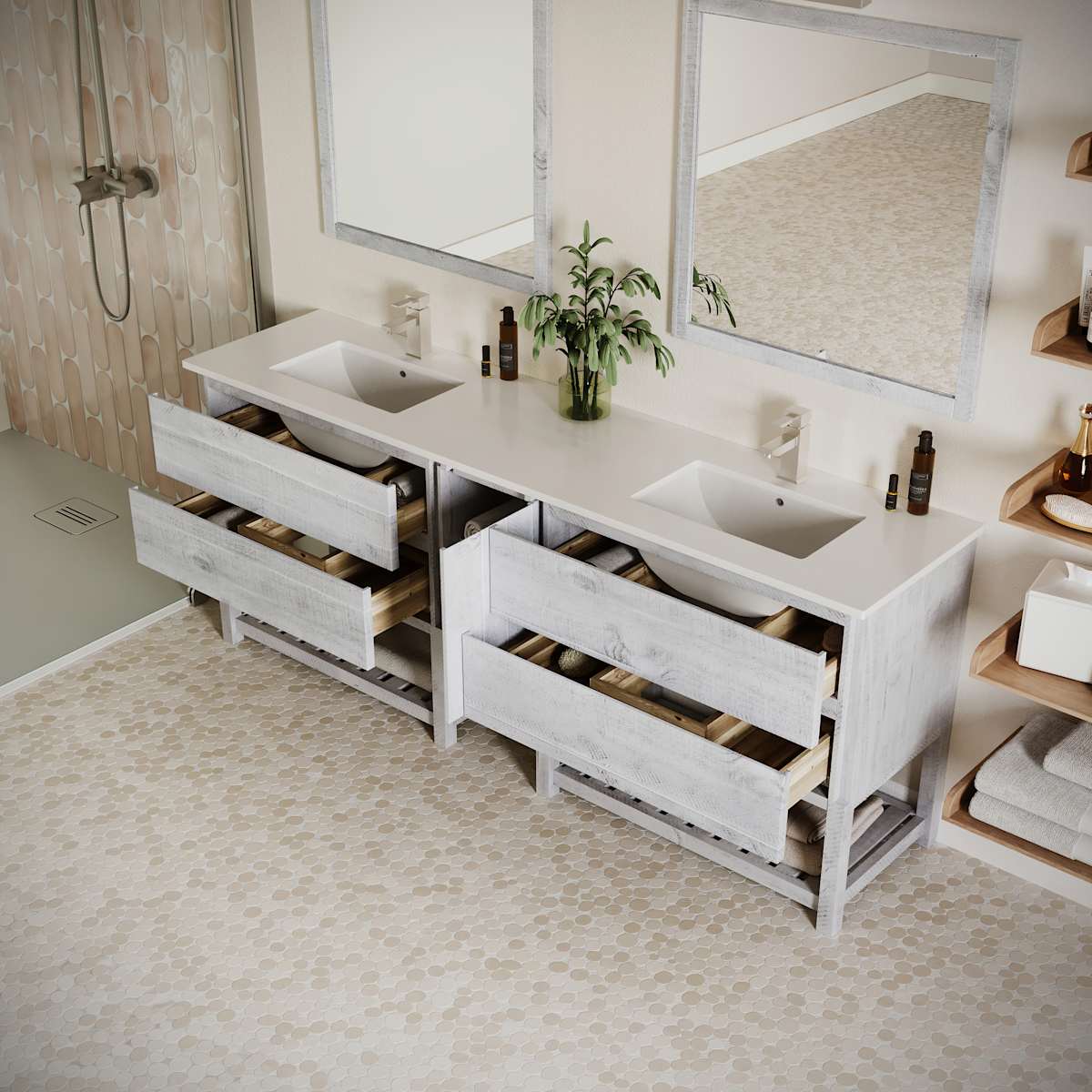 Formosa 84" Free Standing Double Basin Vanity Set with Cabinet and Quartz Vanity Top - image 15